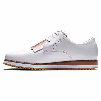 Scarpe Golf Footjoy Donna Sport Retro Spikeless Bianche/Rosa Italia YDP381705